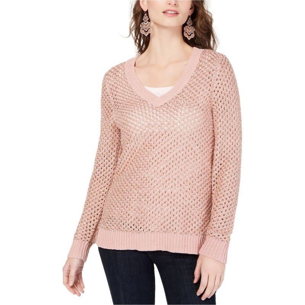 Women’s International Concepts Pink Pullover V-Neck Sweater - S